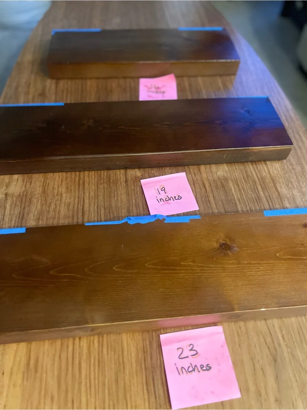 Set of 3 Stained Wooden Floating Shelves - Dark Brown
